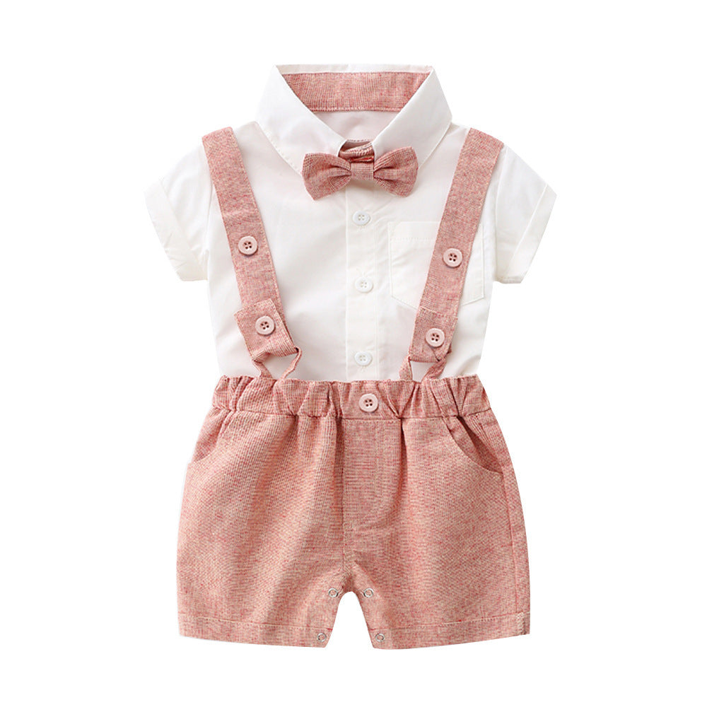 Boys' Fashion Statement Short-sleeved 2 Pcs Suit
