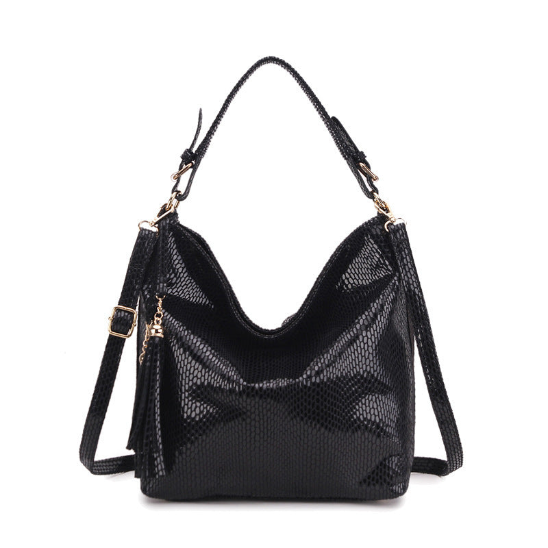 Ladies' Snake Pattern Crescent Handbag