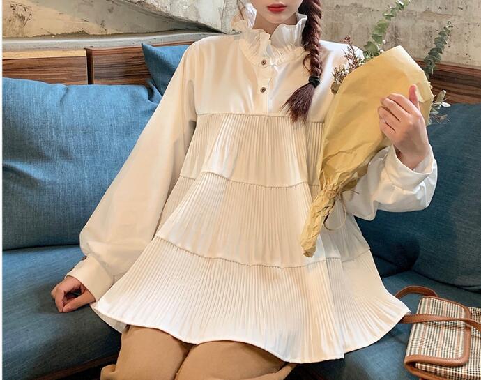 Ruffled High Collar Blouse