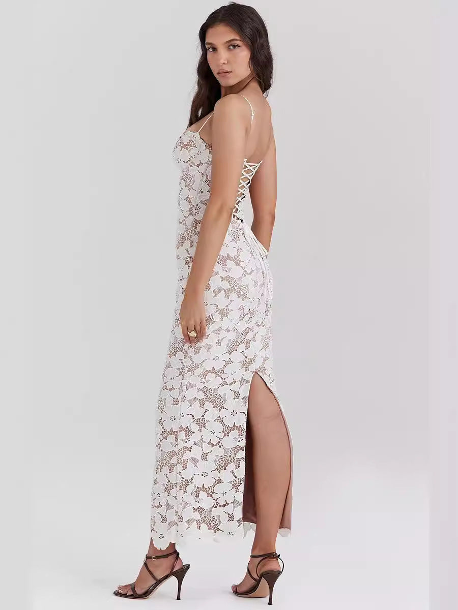 Women's White Suspender Dress