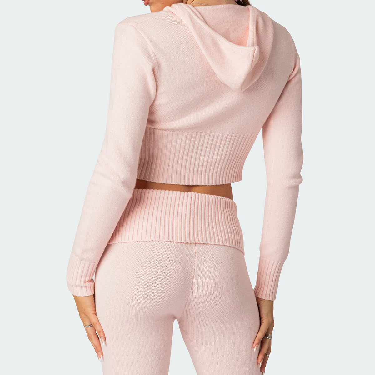 Ladies Knitted Hooded 2 Pcs Suit