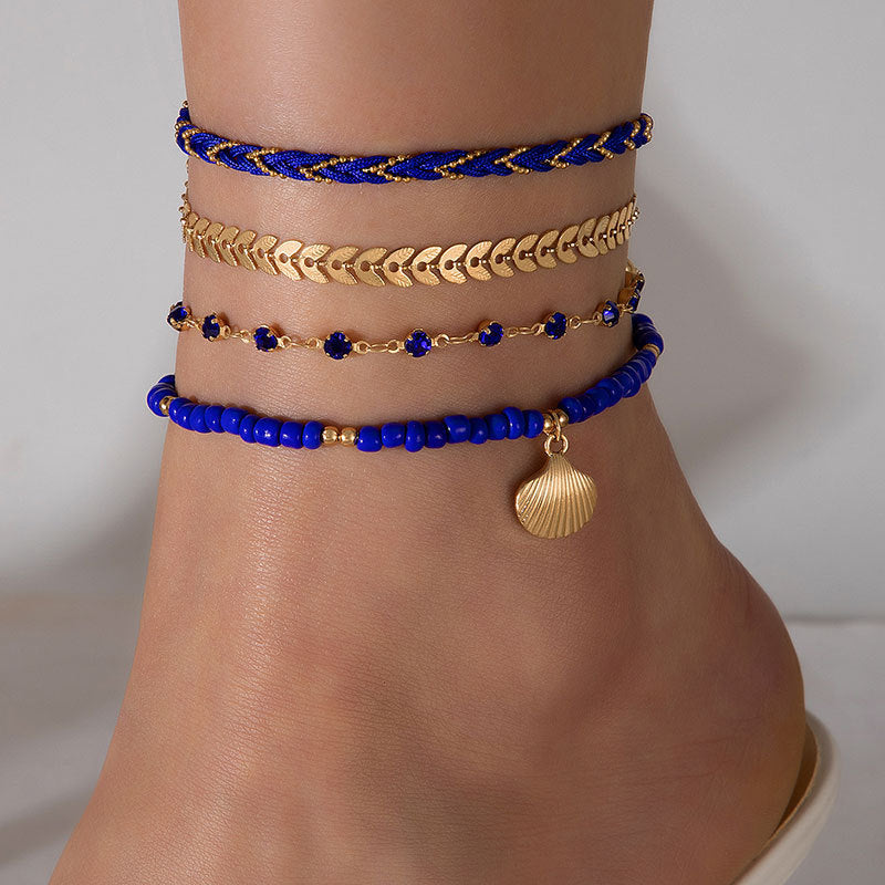 Rice Bead 4 Layer Ankle Chain