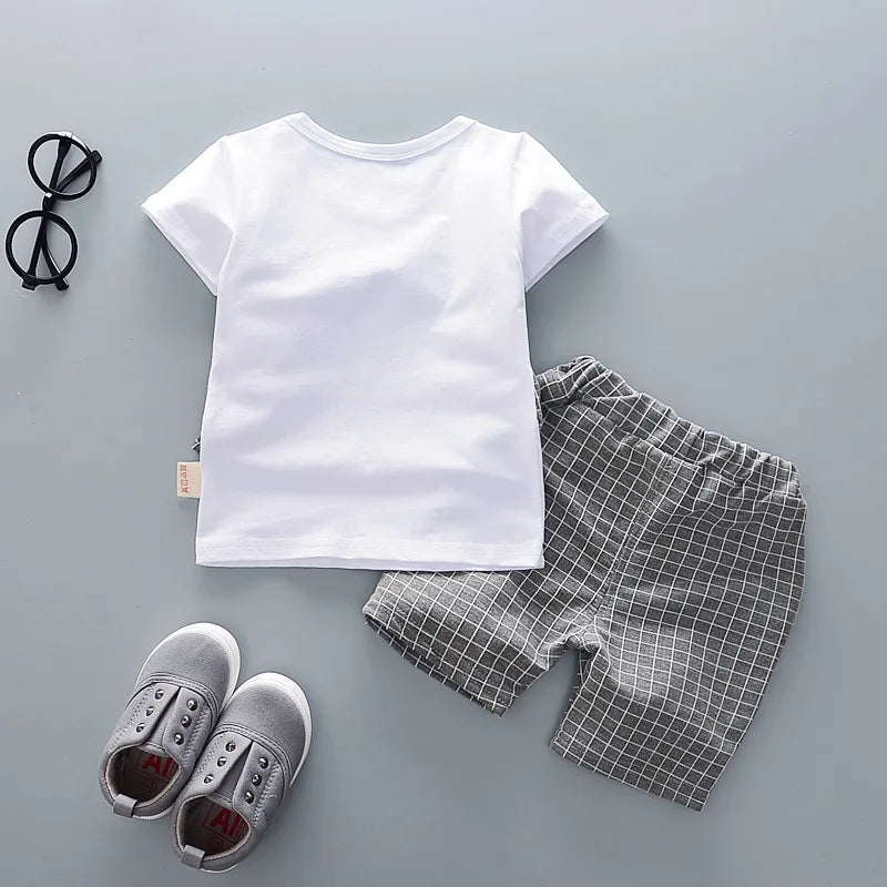 New!! Kids Unisex Cotton Bowknot T-Shirt Shorts 2pcs/Sets Toddler