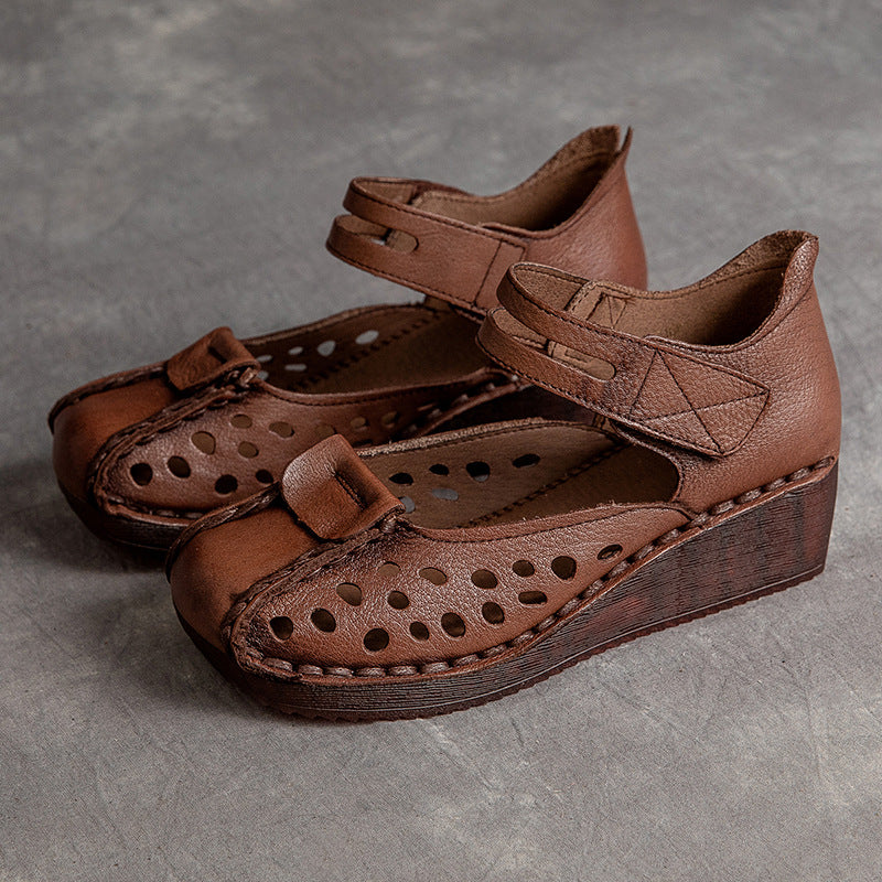 Slope Heel Cowhide Shoes