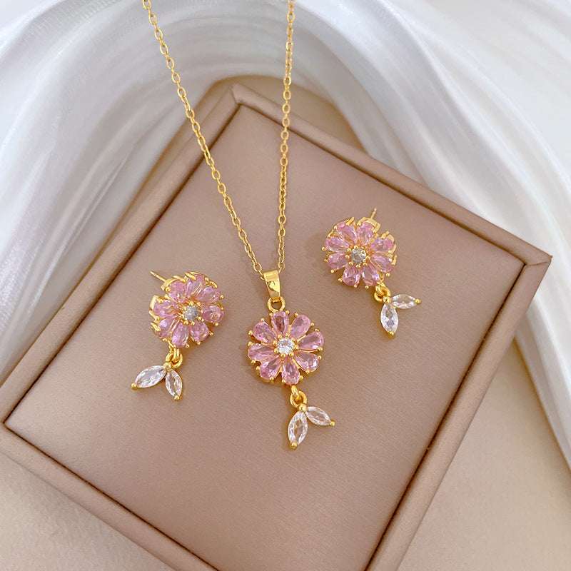 Luxury Diamond Flowers Necklace Set