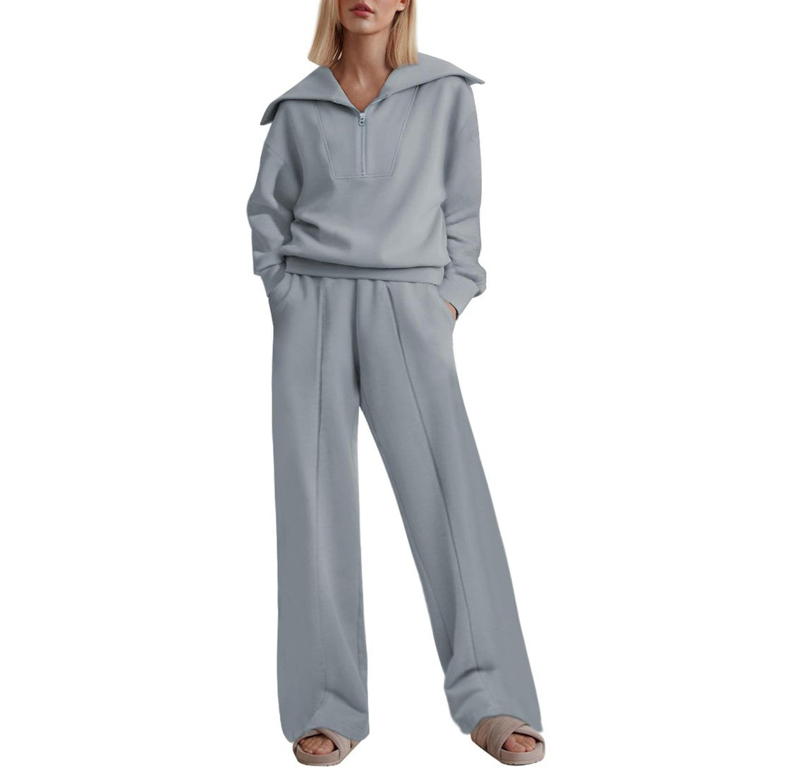 Women's Wide Leg Trousers Two-piece Set