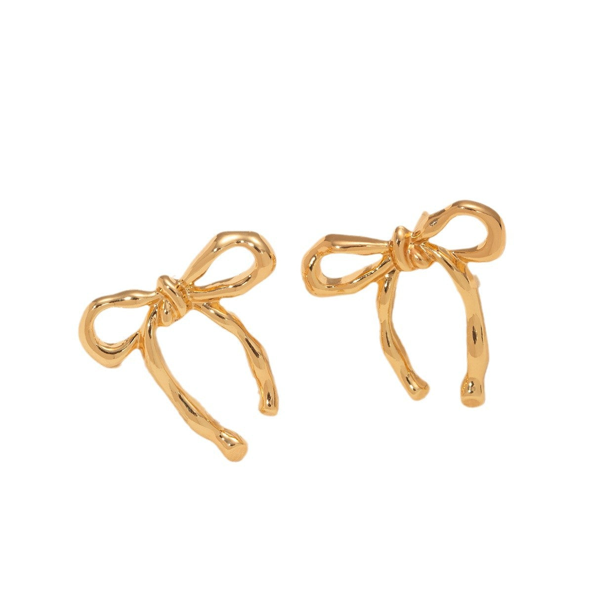 Gold Bow Stud Earrings
