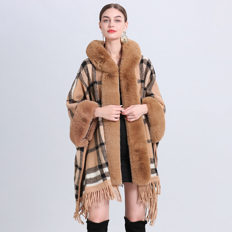 Plaid Cashmere Fur Overthrow