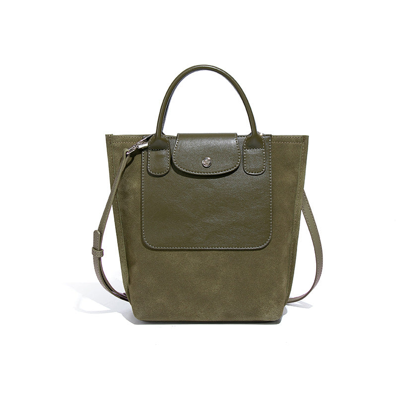 Suede One-shoulder Bucket Bag
