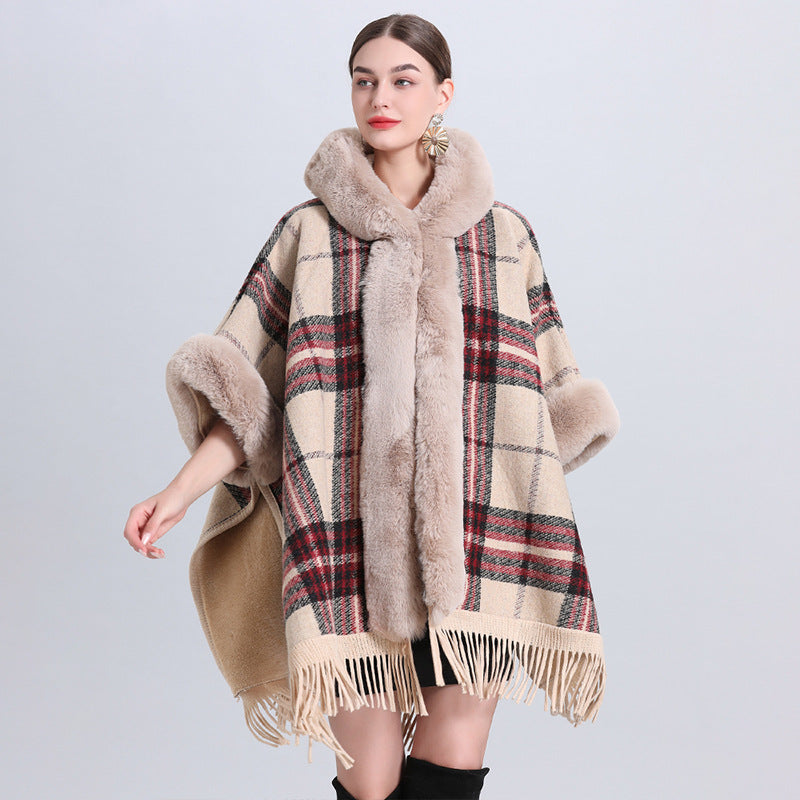 Plaid Cashmere Fur Overthrow