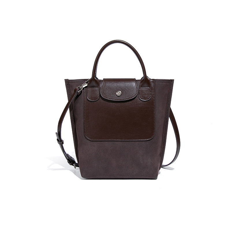 Suede One-shoulder Bucket Bag