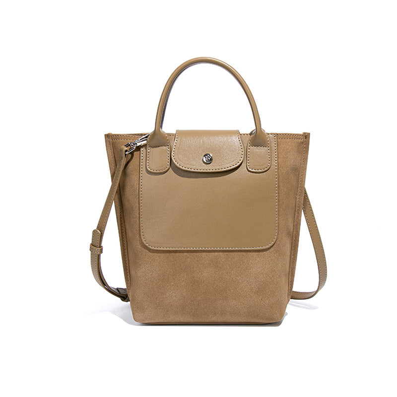 Suede One-shoulder Bucket Bag