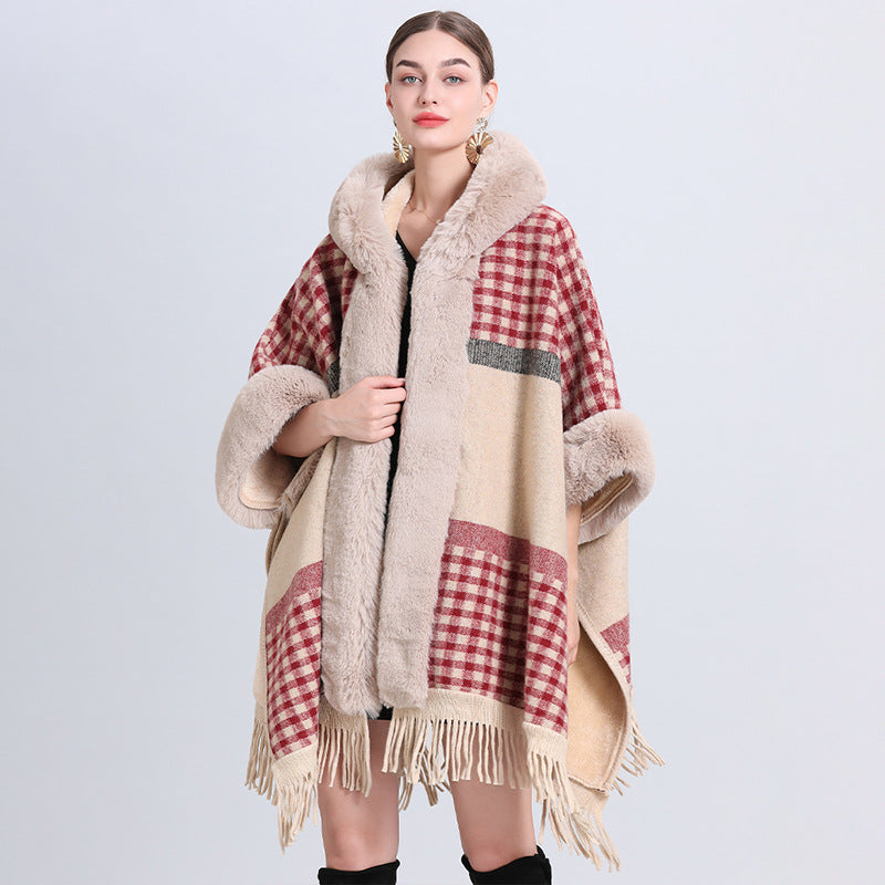 Plaid Cashmere Fur Overthrow