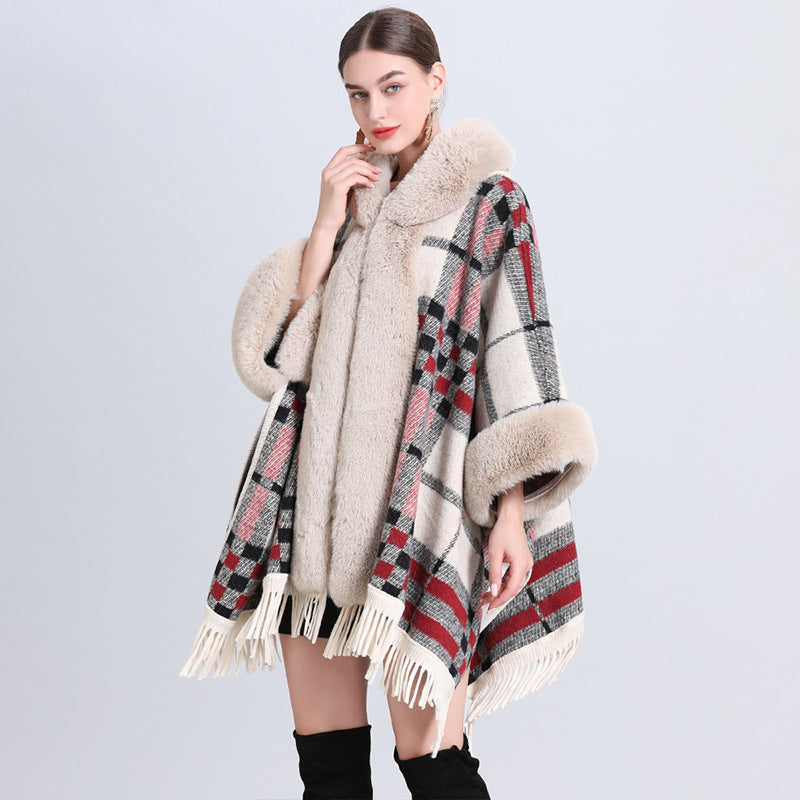 Plaid Cashmere Fur Overthrow