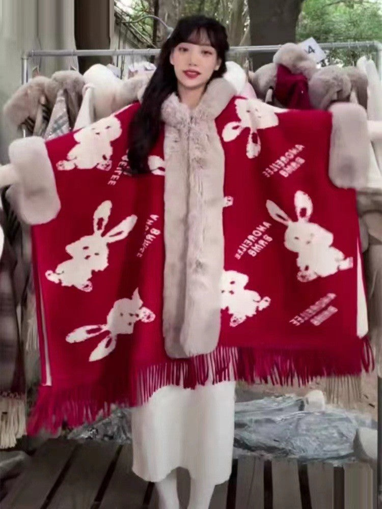 Plaid Cashmere Fur Overthrow