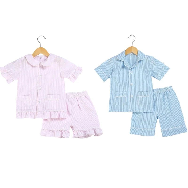 Kids Seersucker 100% Cotton Pajamas Sets