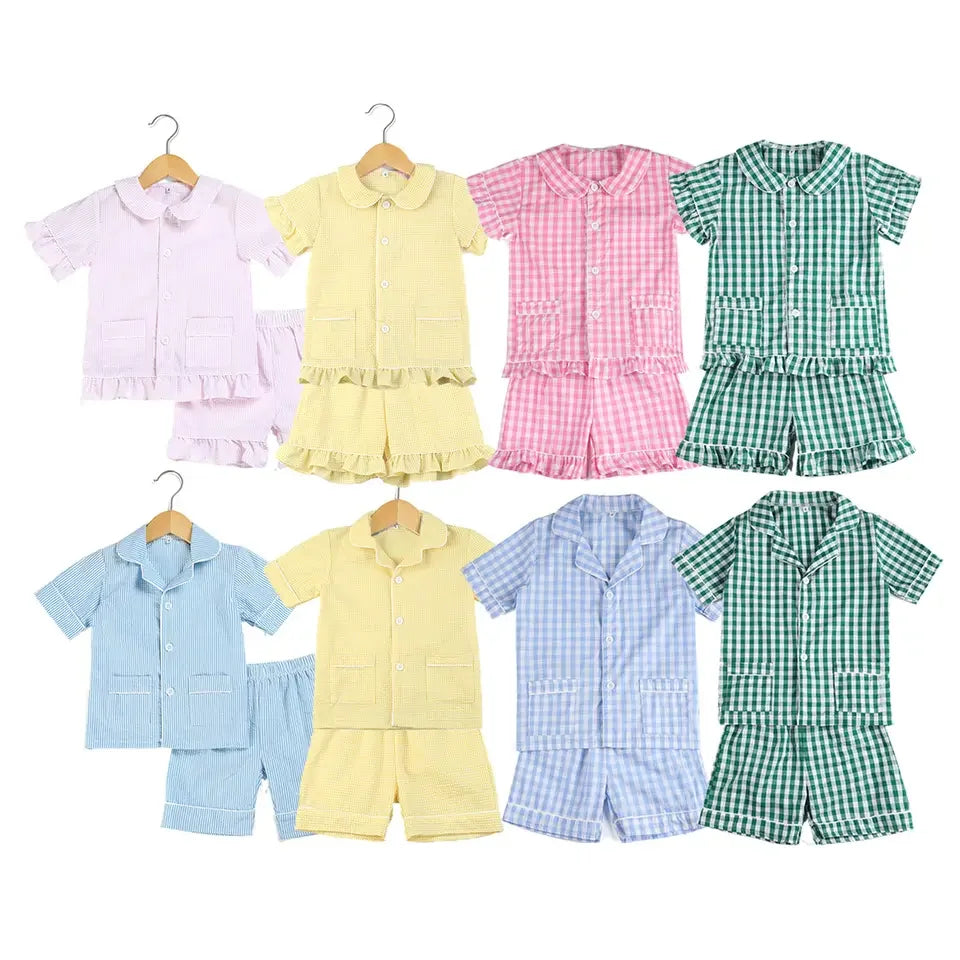 Kids Seersucker 100% Cotton Pajamas Sets