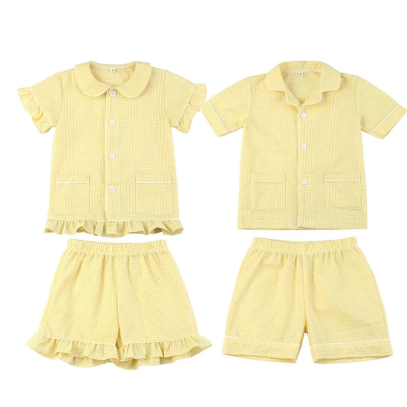 Kids Seersucker 100% Cotton Pajamas Sets