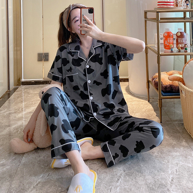 Women's Short-sleeved Silk Pajamas