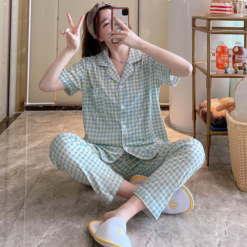 Women's Short-sleeved Silk Pajamas