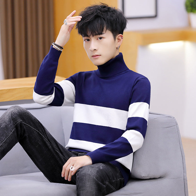 Men's Striped Turtleneck Sweater