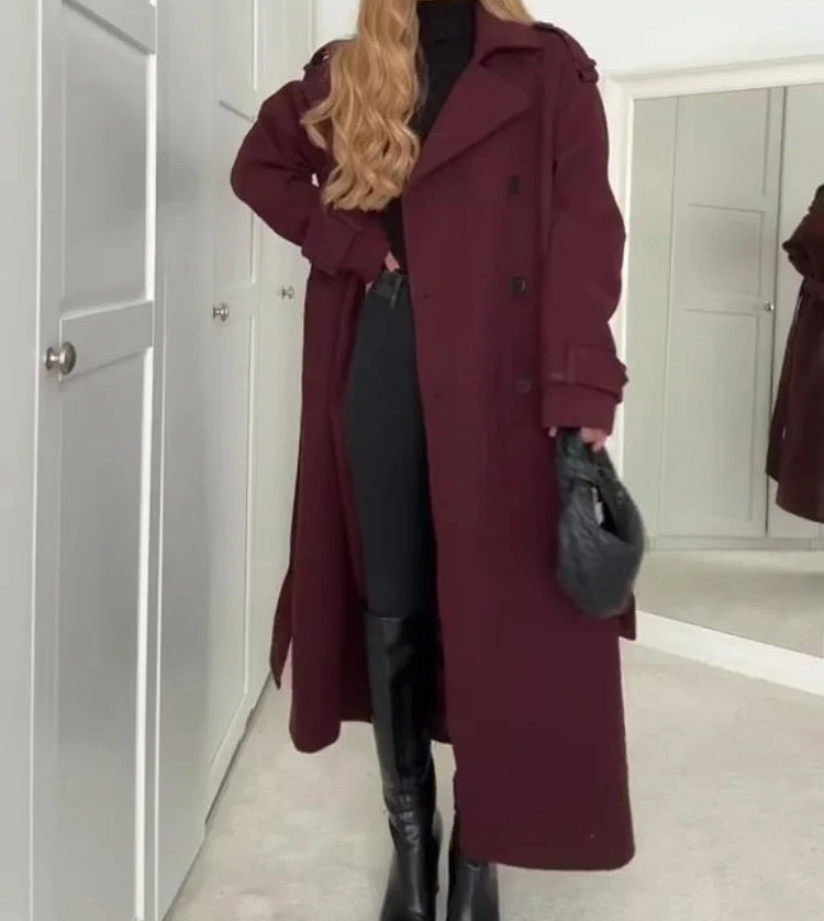 Women's Double-breasted Trench Coat w/Belt