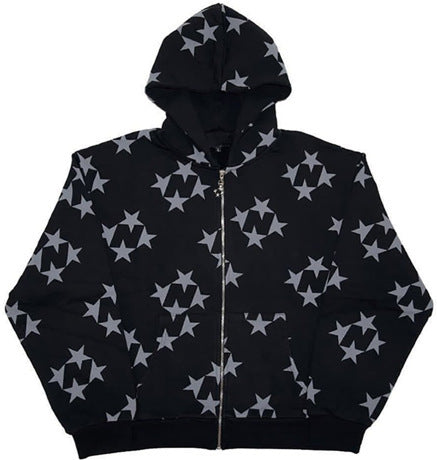 Printed Hooded Cardigan