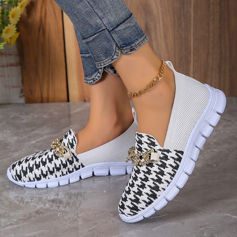 Women's Houndstooth Mesh Loafers