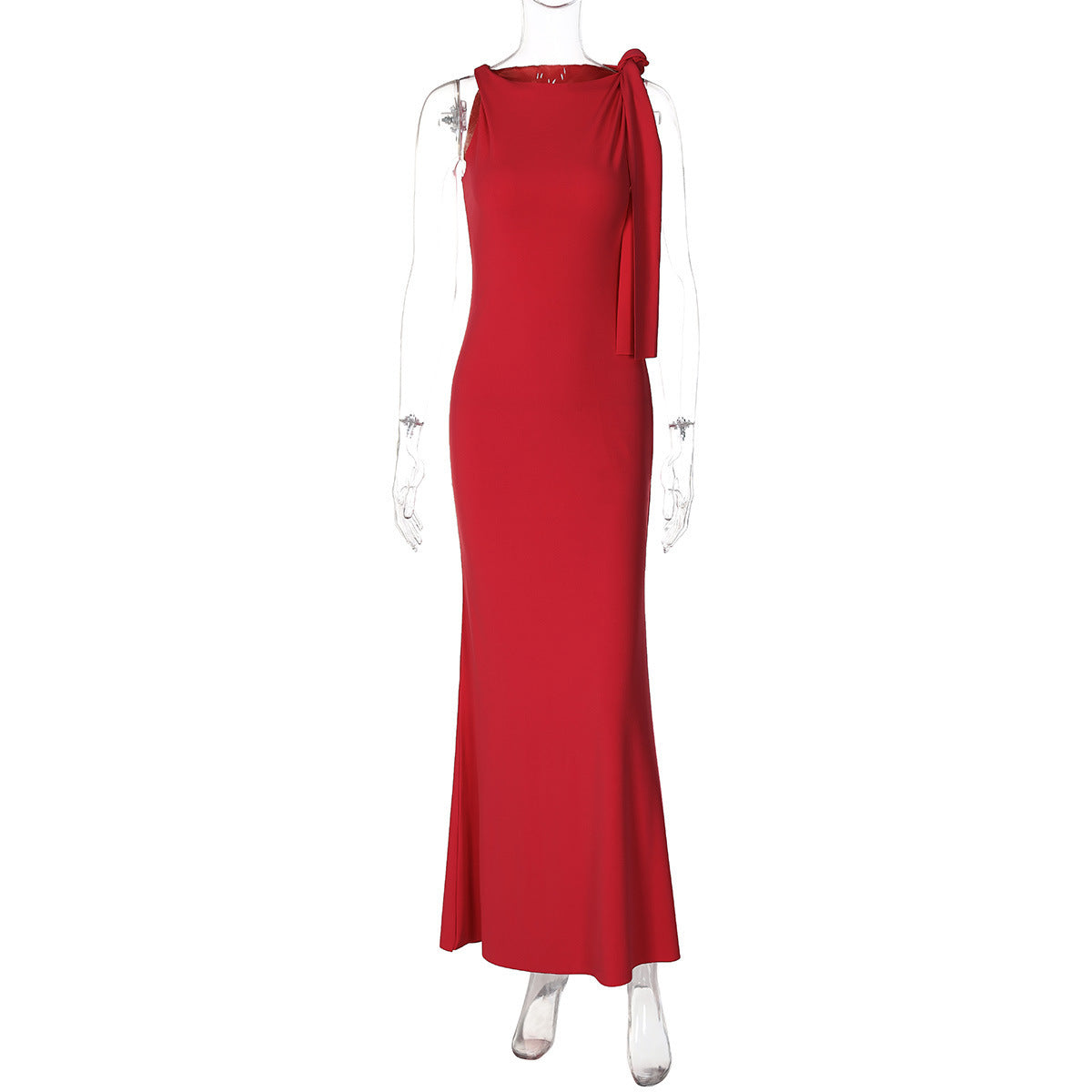 One-shoulder Ribbon Long Evening Dress