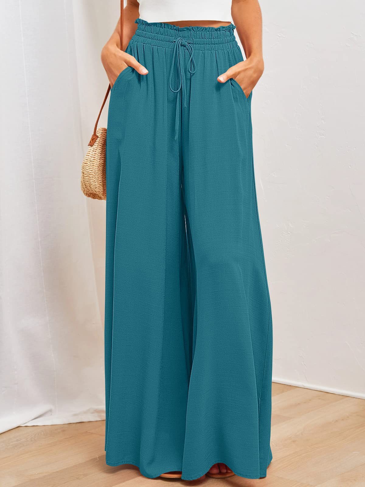 Womens Wide Leg Pocket Pants