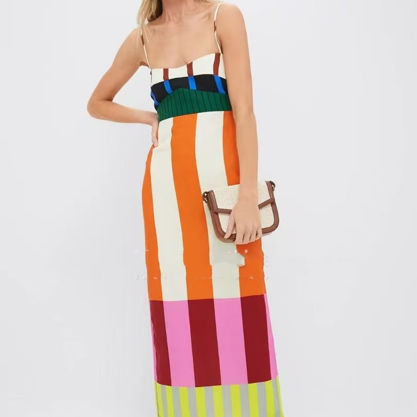 Women's Color Block Cotton Mix Dress | Ajanka Inc.