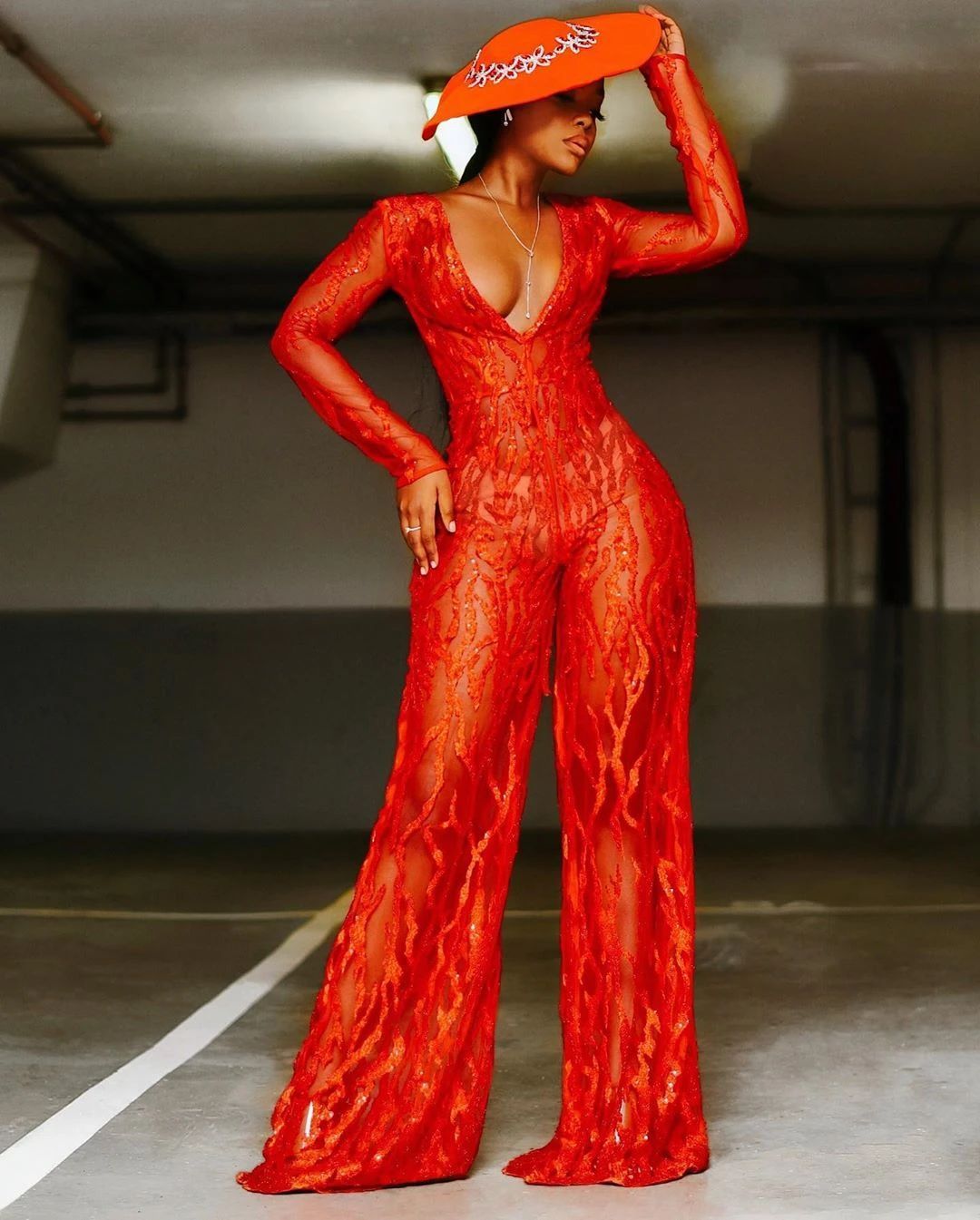 Sequins Low Cleavage Jumpsuit