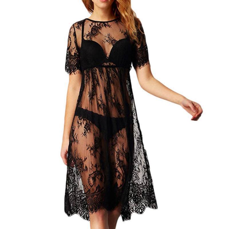Women Transparent Lace Dress