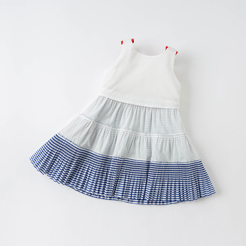 Girls' Red White & Blue Cotton Dress