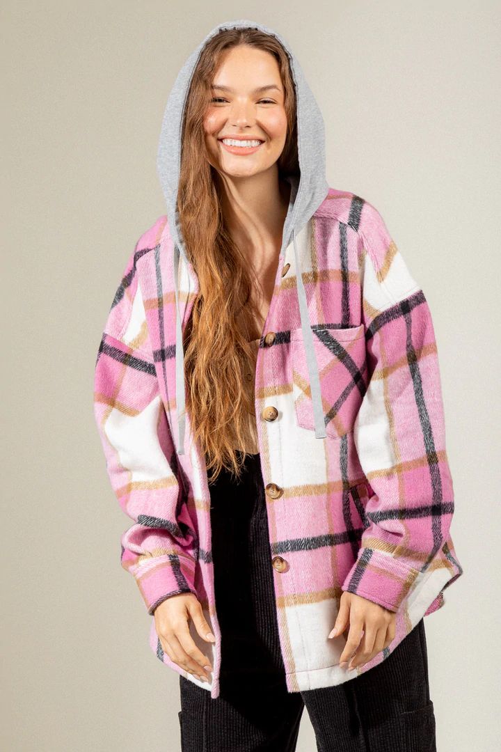 Women's Hooded / Woolen Plaid Shirt