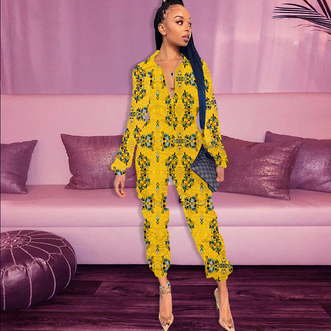 Contrast Printed Jumpsuit