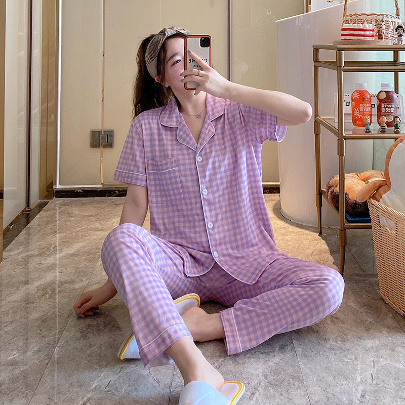 Women's Short-sleeved Silk Pajamas