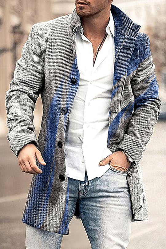 Men's Woolen Mid-length Trench Coat