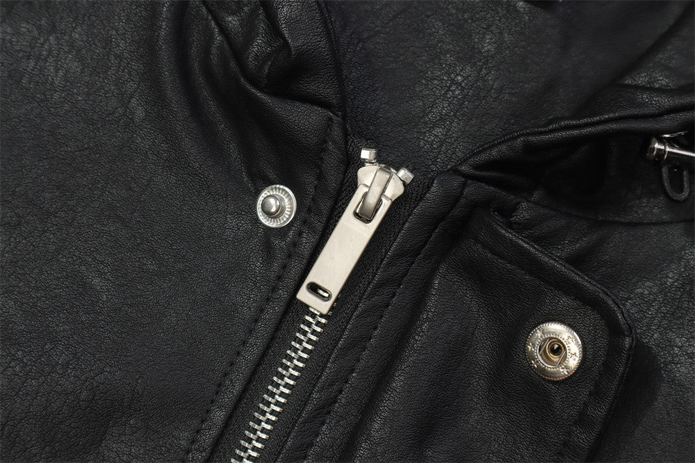 Men Hooded Leather Jacket