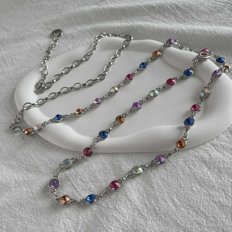 Colorful Rhinestone Waist Chain