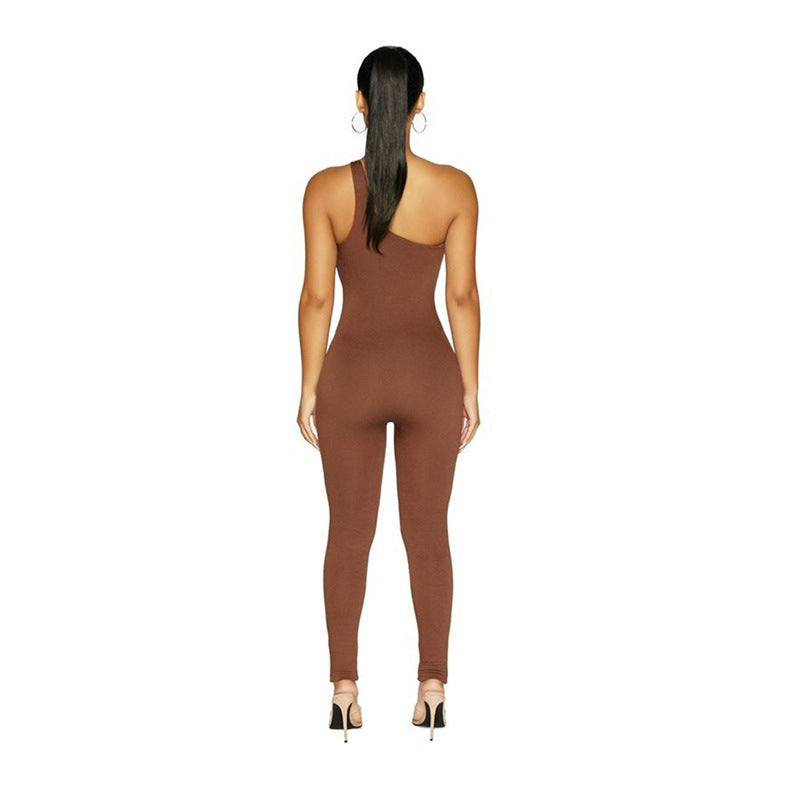 One Shoulder Fitted Jumpsuit