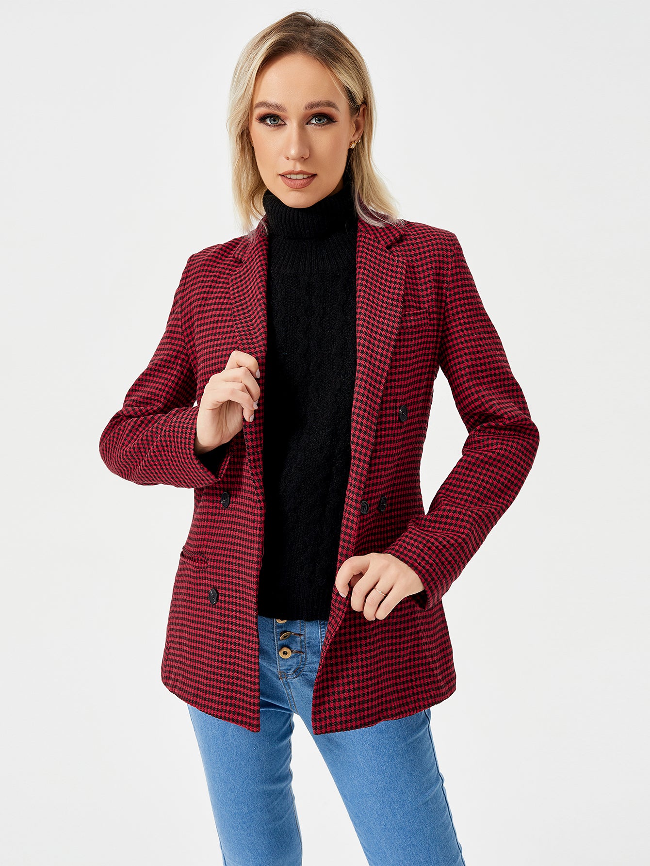 Womens Plaid Blazer