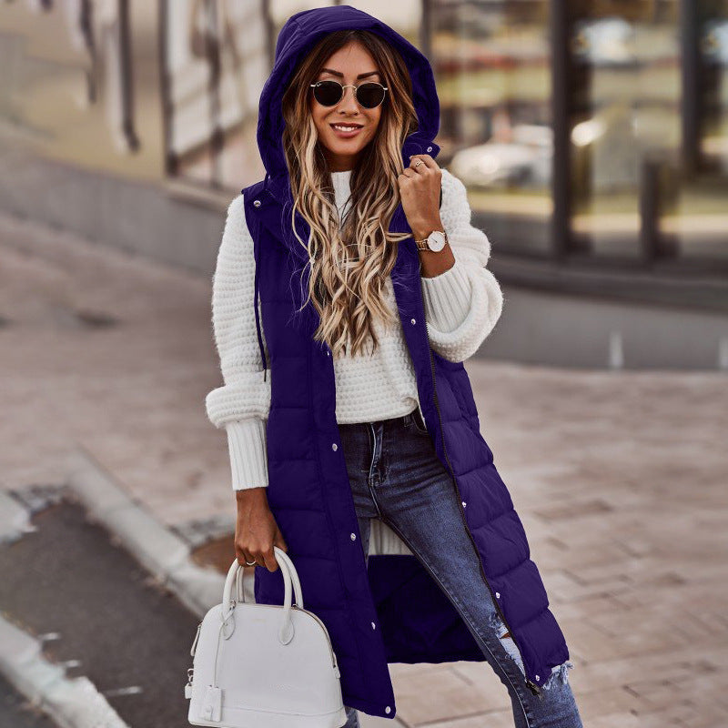Hooded Fitted Sleeveless Coat