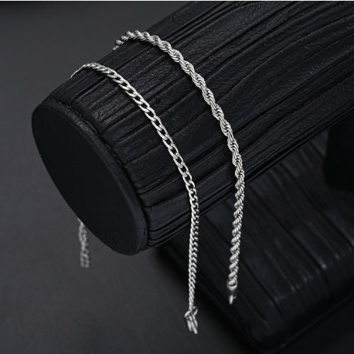 Stainless Steel Twist Chain Bracelet 2-piece Set