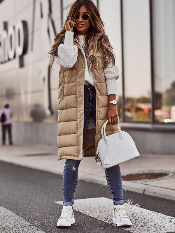 Hooded Fitted Sleeveless Coat