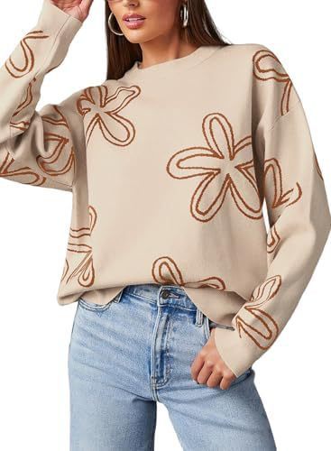 Women's Floral Printed Crew Neck Sweater