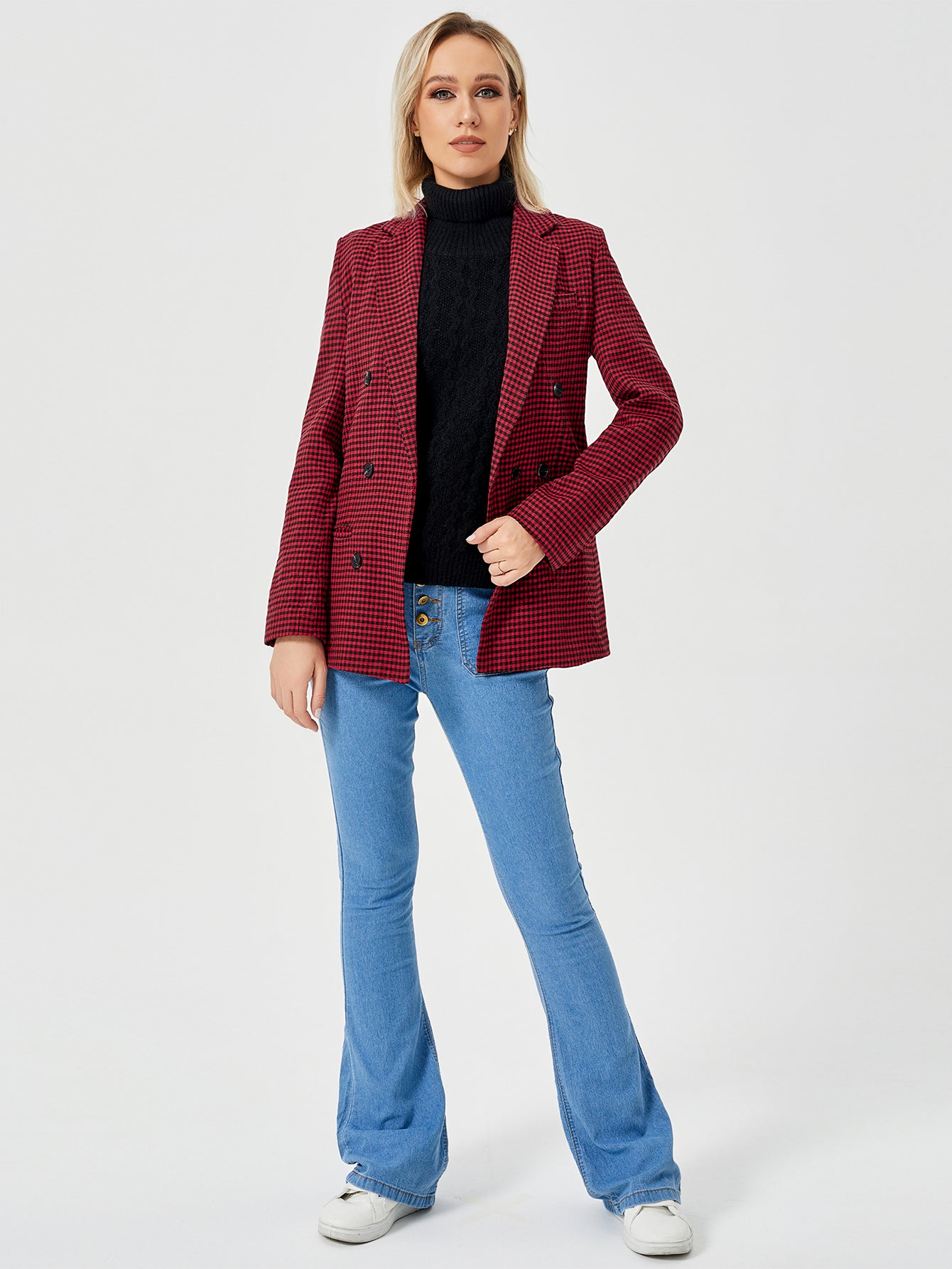 Womens Plaid Blazer