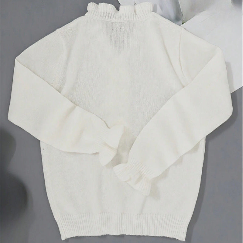 V-neck Ruffled Sweater