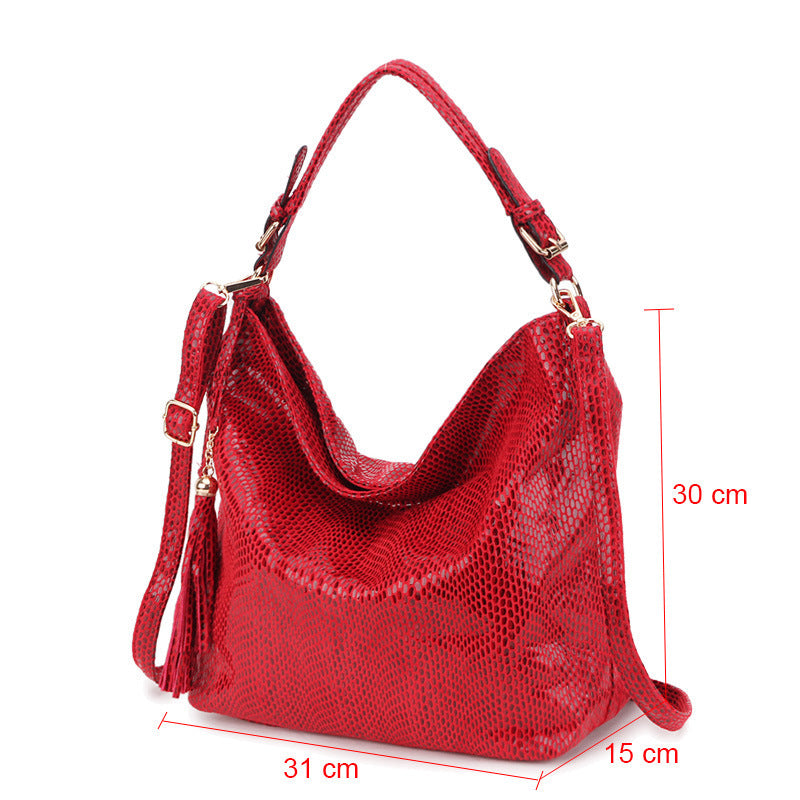 Ladies' Snake Pattern Crescent Handbag