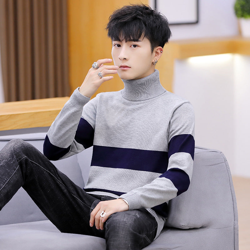 Men's Striped Turtleneck Sweater